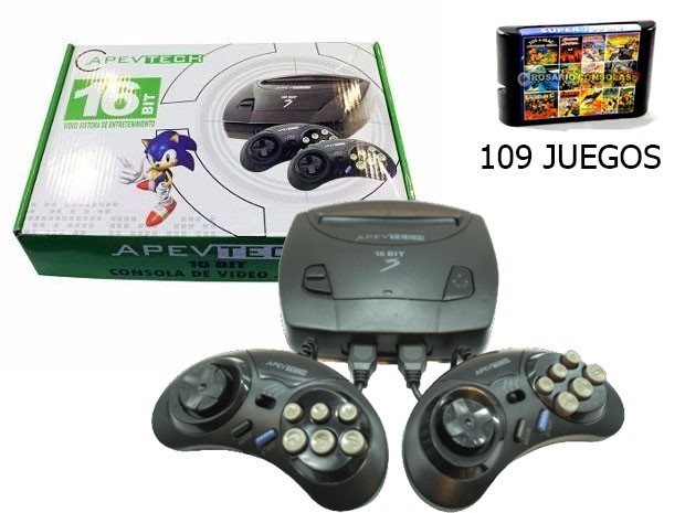 &uu CONSOLA SEGA + 109 JUEGOS + 2 JOYSTICKS APVTECH